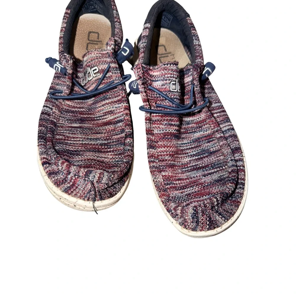 Hey Dude Wally‎ Mens Burgundy Multi Knit Slip On Loafers Shoes Size 8 US 41 EU